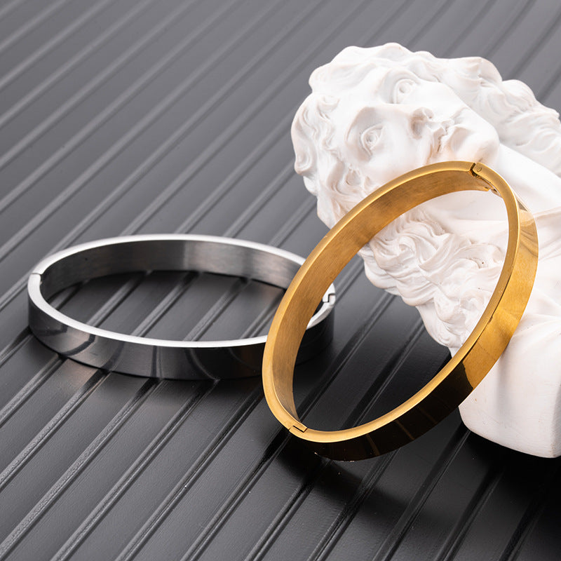 Wholesale Glossy Oval Titanium Steel Opening 8mm Bracelet